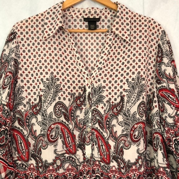 Lane Bryant Plus 3/4 Sleeve Collar V-neckline Button Up Chiffon Top Size 18/20 - Picture 3 of 10